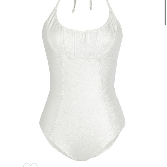 Lisa Marie Fernandez Corset Silver Metallic Crepe Maillot - Picture 4 of 7